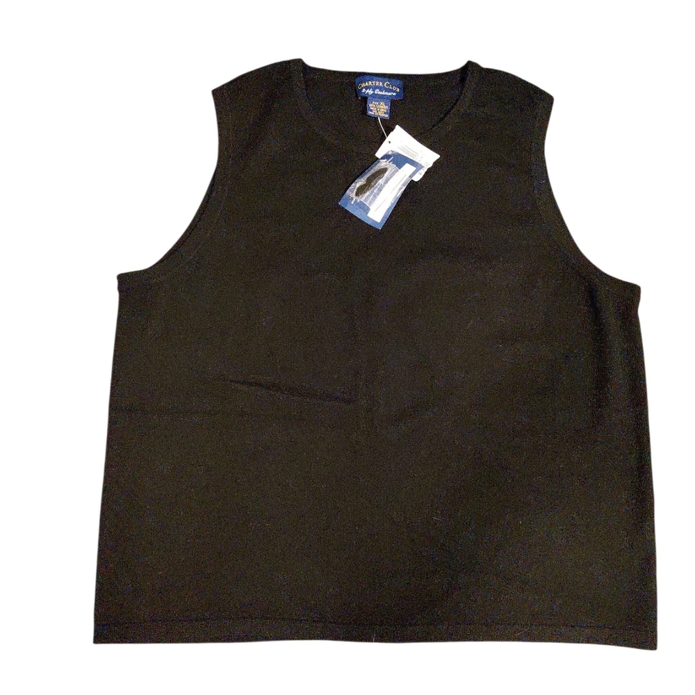 Charter Club 2-ply Cashmere Sweater/Vest Black Scoop Neck UnisexSize XL